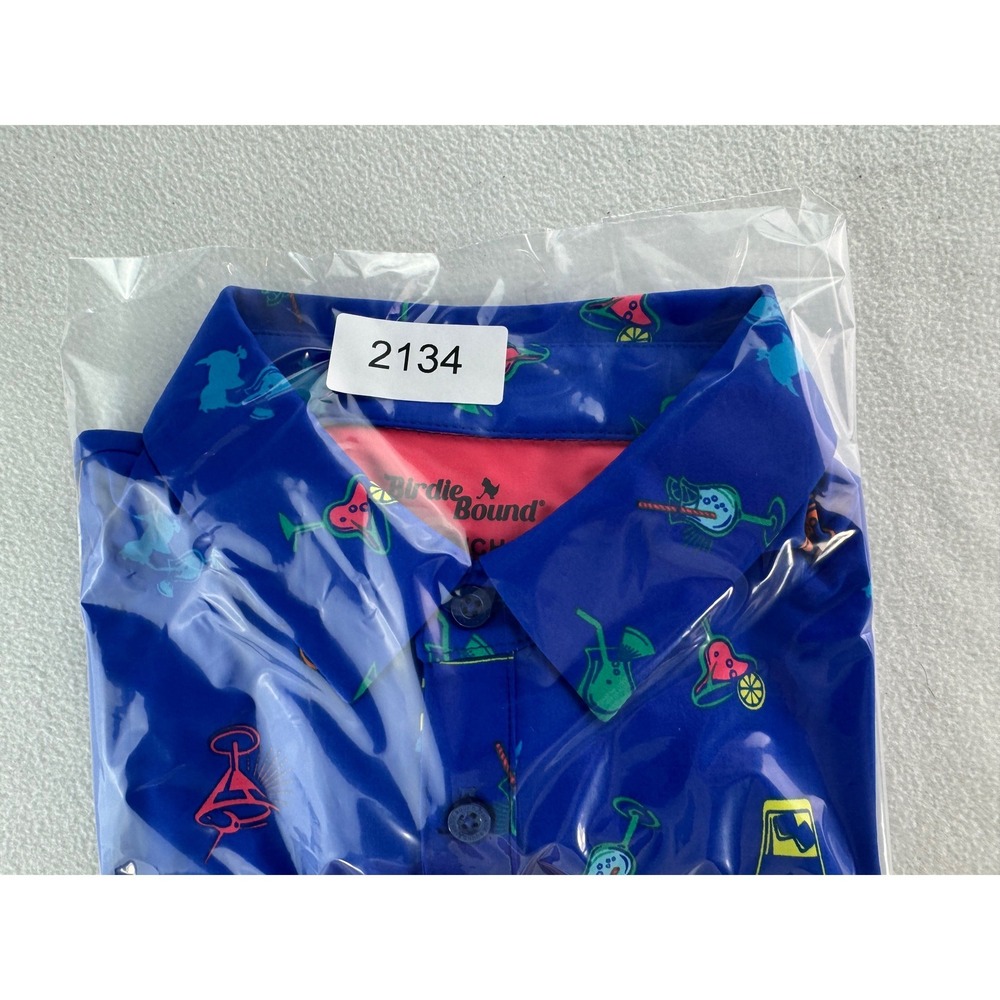 Birdie & Bound Mens Blue Cocktail Print Golf Polo Shirt Size S P CH - Picture 16 of 16